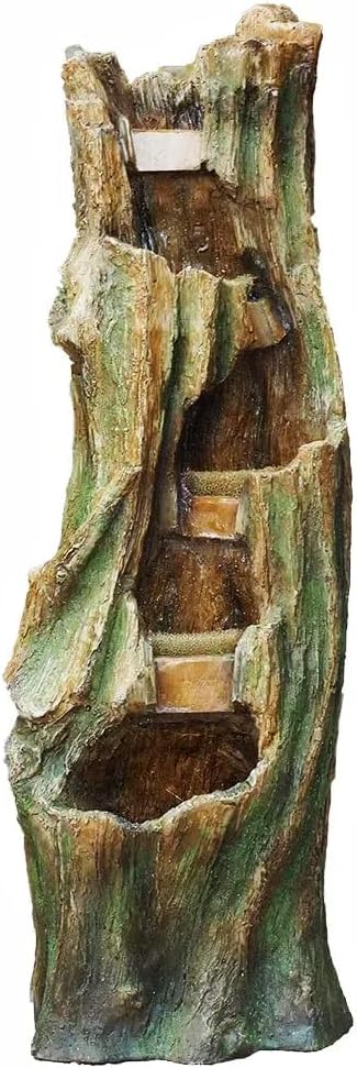 Waterfall Fountain for Outdoor Gardens and Patio Backyards – Includes Energy-Efficient LED