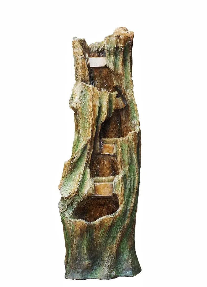 Waterfall Fountain for Outdoor Gardens and Patio Backyards – Includes Energy-Efficient LED