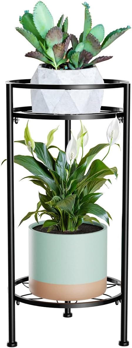 Plant Stand Indoor- 2 Tier Metal Tall Plant Stand 26.5" Flower Stand Holder