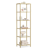 Bookcase, 6-Tier Bookshelf, Slim Shelving Unit for Bedroom, Bathroom, Home Office