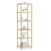 Bookcase, 6-Tier Bookshelf, Slim Shelving Unit for Bedroom, Bathroom, Home Office