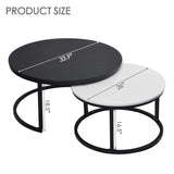 Round Coffee Table, Nesting Tables Set of 2, Large : Ø 34.0", Small : Ø 26.0", Modern Design Furniture Side End Table for Living Room,