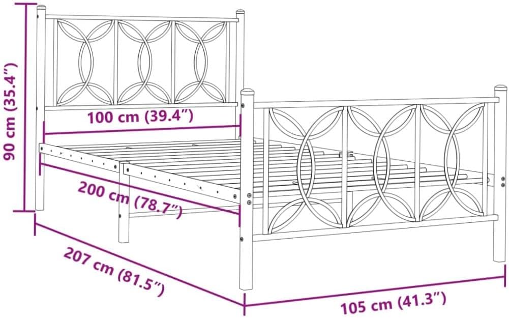allesoky Bed Frame Without Mattress with Footboard White 39.4x78.7-White(100 x 200 cm)