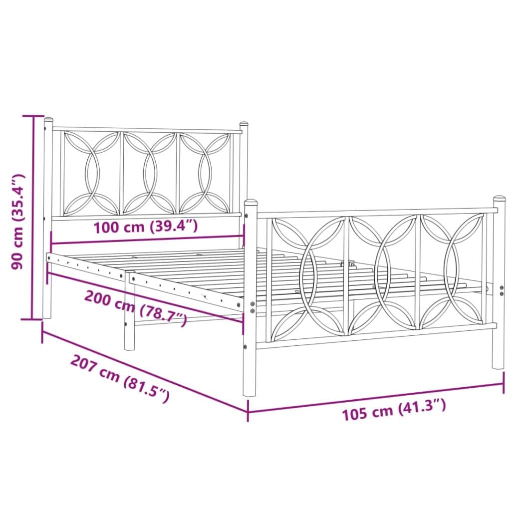 allesoky Bed Frame Without Mattress with Footboard White 39.4x78.7-White(100 x 200 cm)