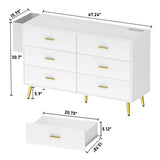 6 Drawer Dresser for Bedroom with Power Outlets, Modern Wood Dresser