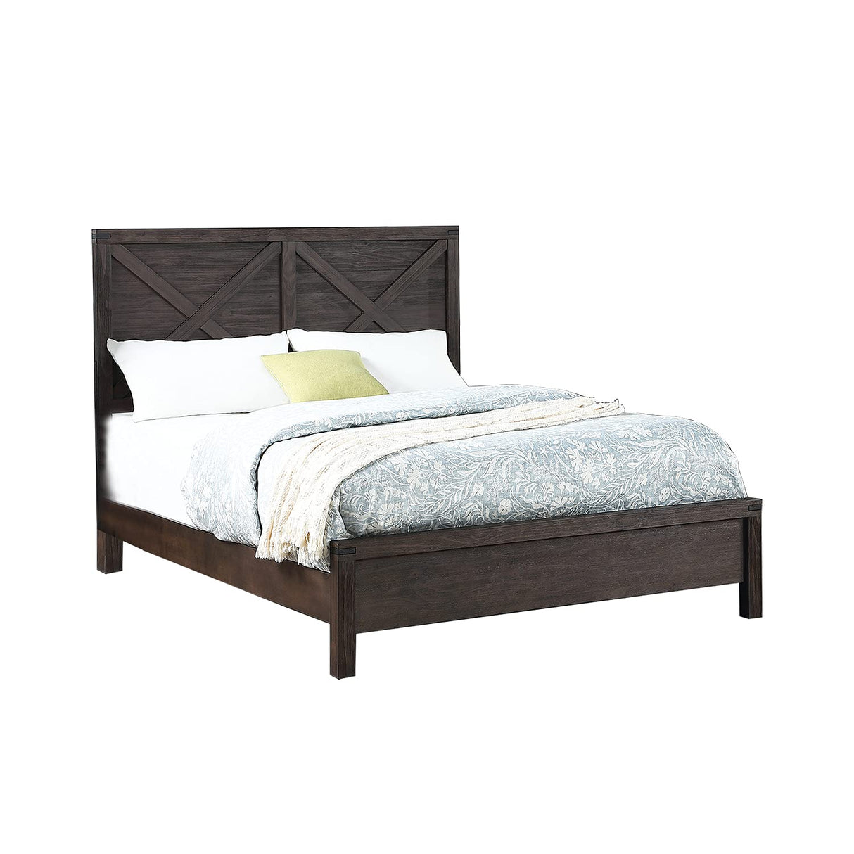 Wood Queen Size Bed, Dark