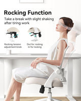 Office Chair, Desk Chair with Flip-Up Armrests and Saddle Cushion, Ergonomic Office