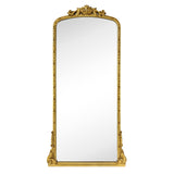 Traditional Ornate Floor Mirror Gold Arched Framed Full Length Wall Mirror Baroque Inspired Full Body Mirror