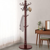 Wood Coat Rack Stand, Wooden Coat Rack Freestanding with Sturdy Round Base, Coat Racks