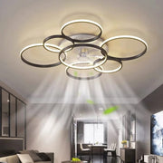 SNOWUNDER 41" Modern Ceiling Fan with Light, Flush Mount Celing Fan with Led Light and Remote Control for Living Room，Tri-Color Light 6-Speed Wind