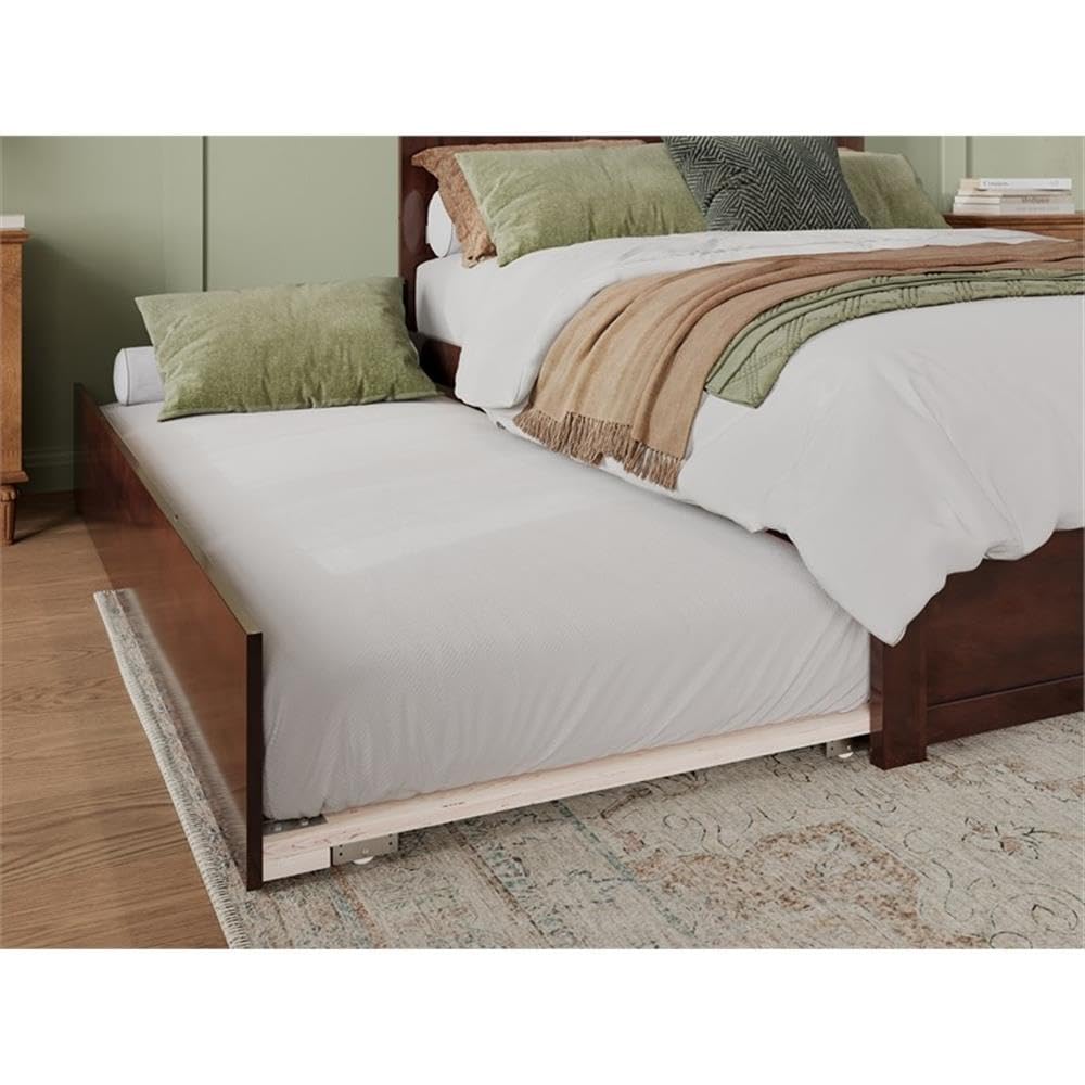 Wood Bed with Twin XL Trundle in Walnut