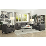 Laurissa Track Arm Loveseat with Nailhead Trim in Light Charcoal Linen