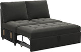 Pull Out Sofa Bed Module Part for Modular Sectional Sleeper Sofa Armless Loveseat with Pull Out Bed for Sectional Couch Black