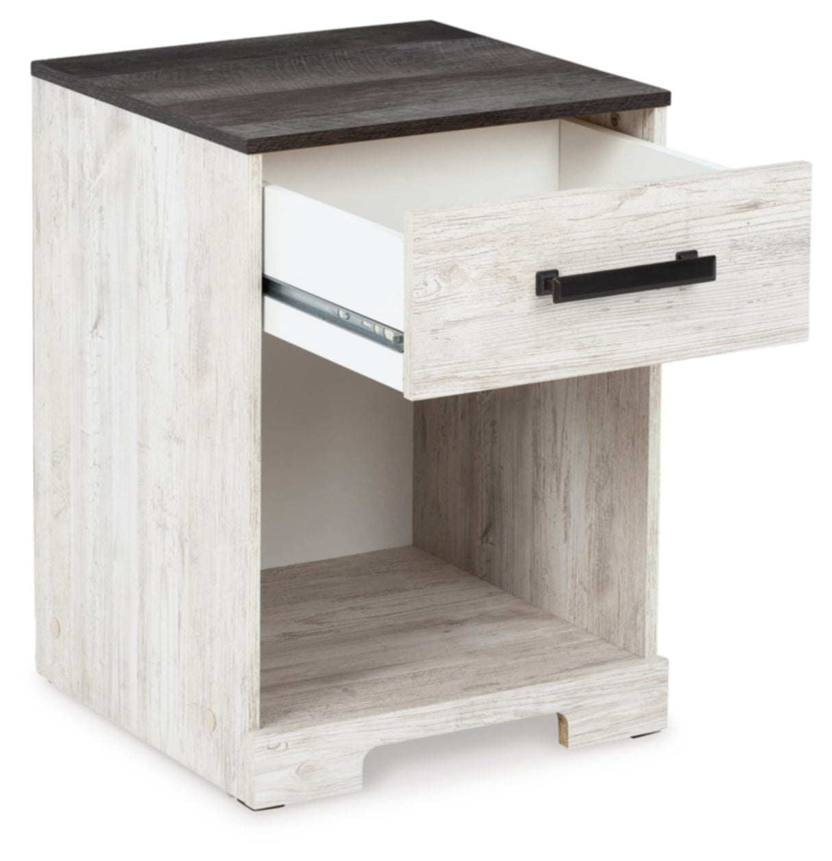 Shawburn 1 Drawer Night Stand Nightstand, 22.09" Tall, Whitewash & Gray
