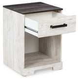 Shawburn 1 Drawer Night Stand Nightstand, 22.09" Tall, Whitewash & Gray