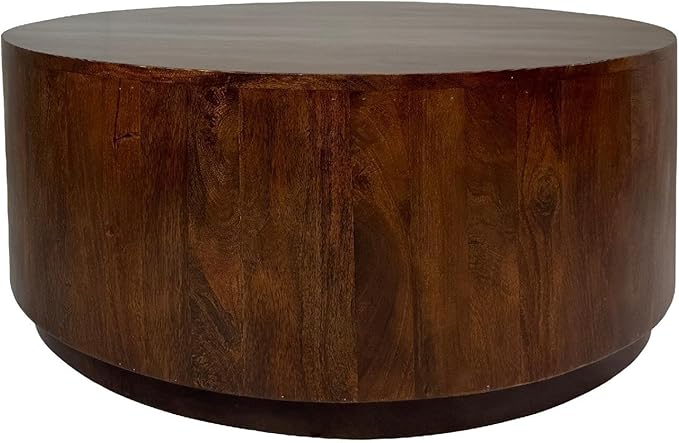 Krissa 30" Round Mango Wood Coffee Table - Chestnut