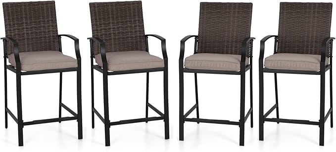3 Piece Outdoor Bar Furniture Set, Counter-Height Patio Bistro Table & Swivel