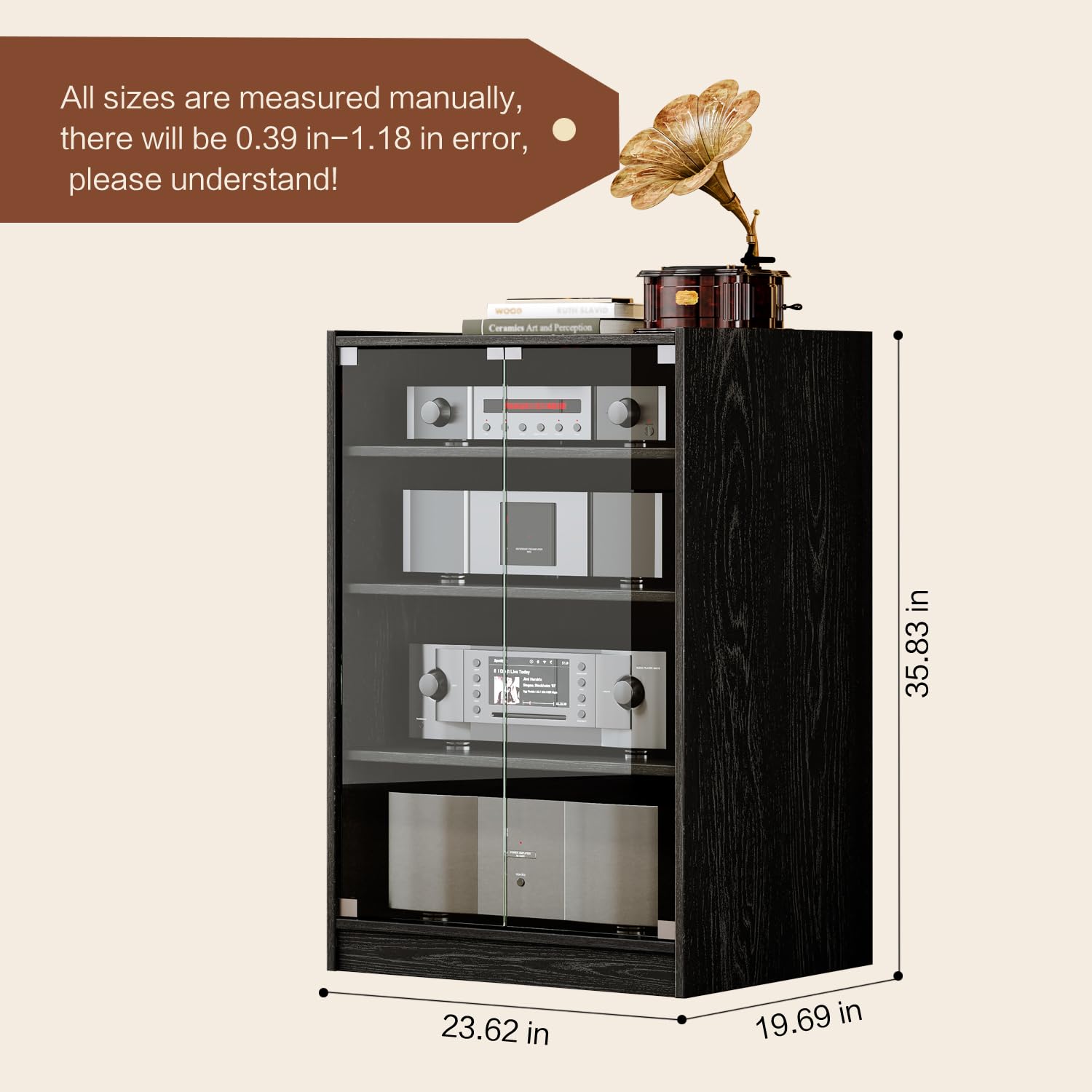 Modern Audio-Video Media Stand with 4 Height-Adjustable Shelves,AV Cabinet
