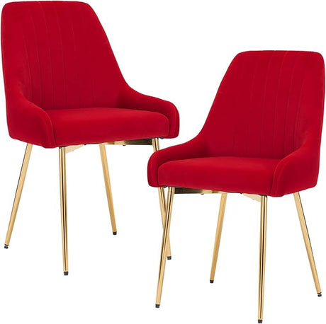 Modern Dining Chairs Set of 2, Velvet Dining Room Chairs with Golden Metal Legs