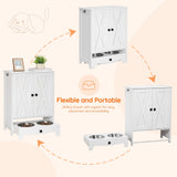 Elevated Dog Feeding Station with Storage Cabinet