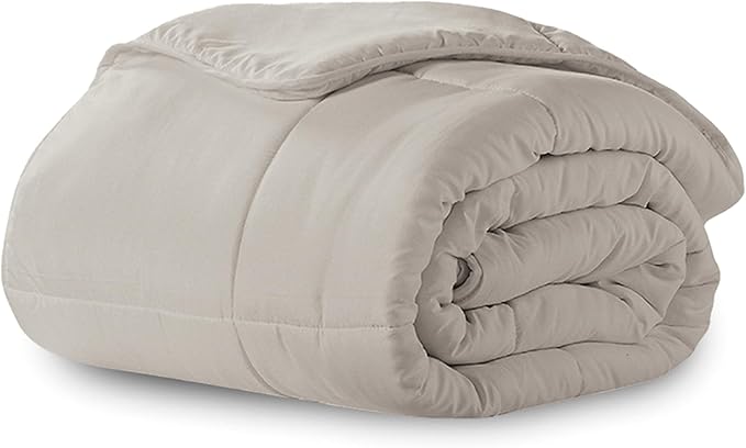 Microfiber Down-Alternative Solid Color Comforter - White - Full/Queen (90"x90")