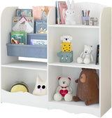 Toy Storage Organizer, Bookcase Display Stand, Multifunctional 4 Tier Wooden Kids Book