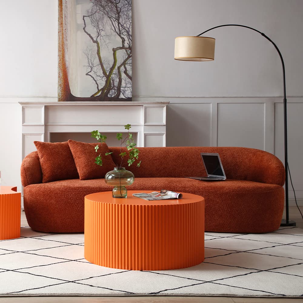 86" Curved Sofa, Modern Upholstered Boucle Curved Couch