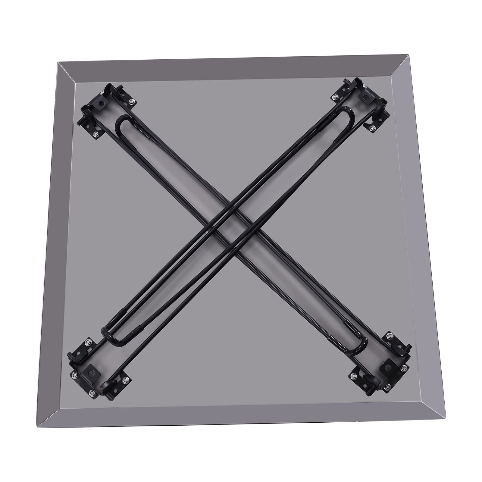 Stainless Steel Fire Pit Heat Deflector - 24x24x24 Inch Square Lid with Foldable Legs & Carrying Handle