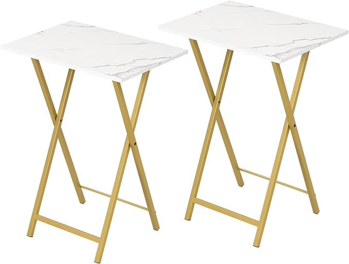 StoneCraft Duo – Marble Folding TV Tray Table Set (2-Pack)