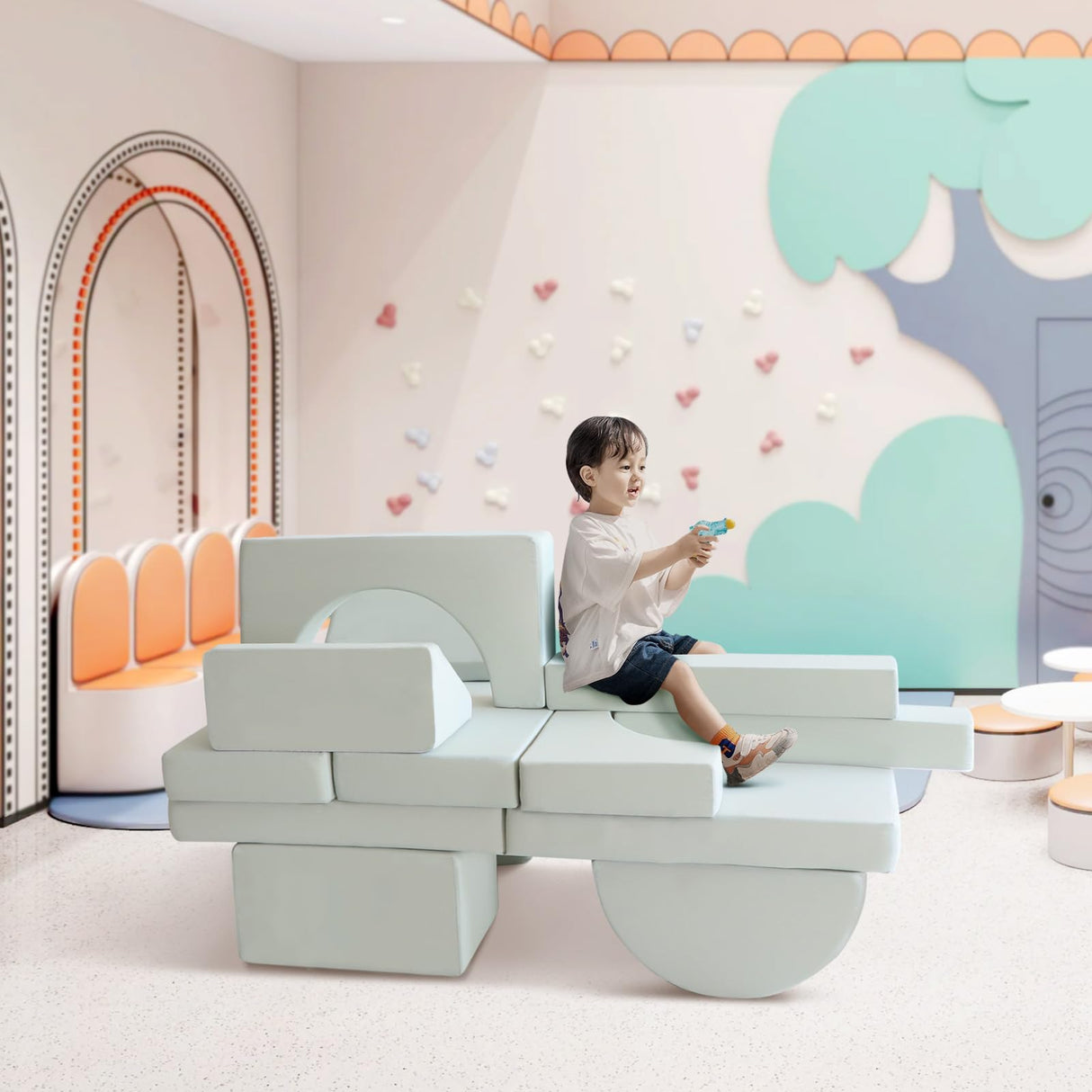 Modular Kids Couch 14PCS, Play Couches for Creative Toddlers, Foldable Foam Couch