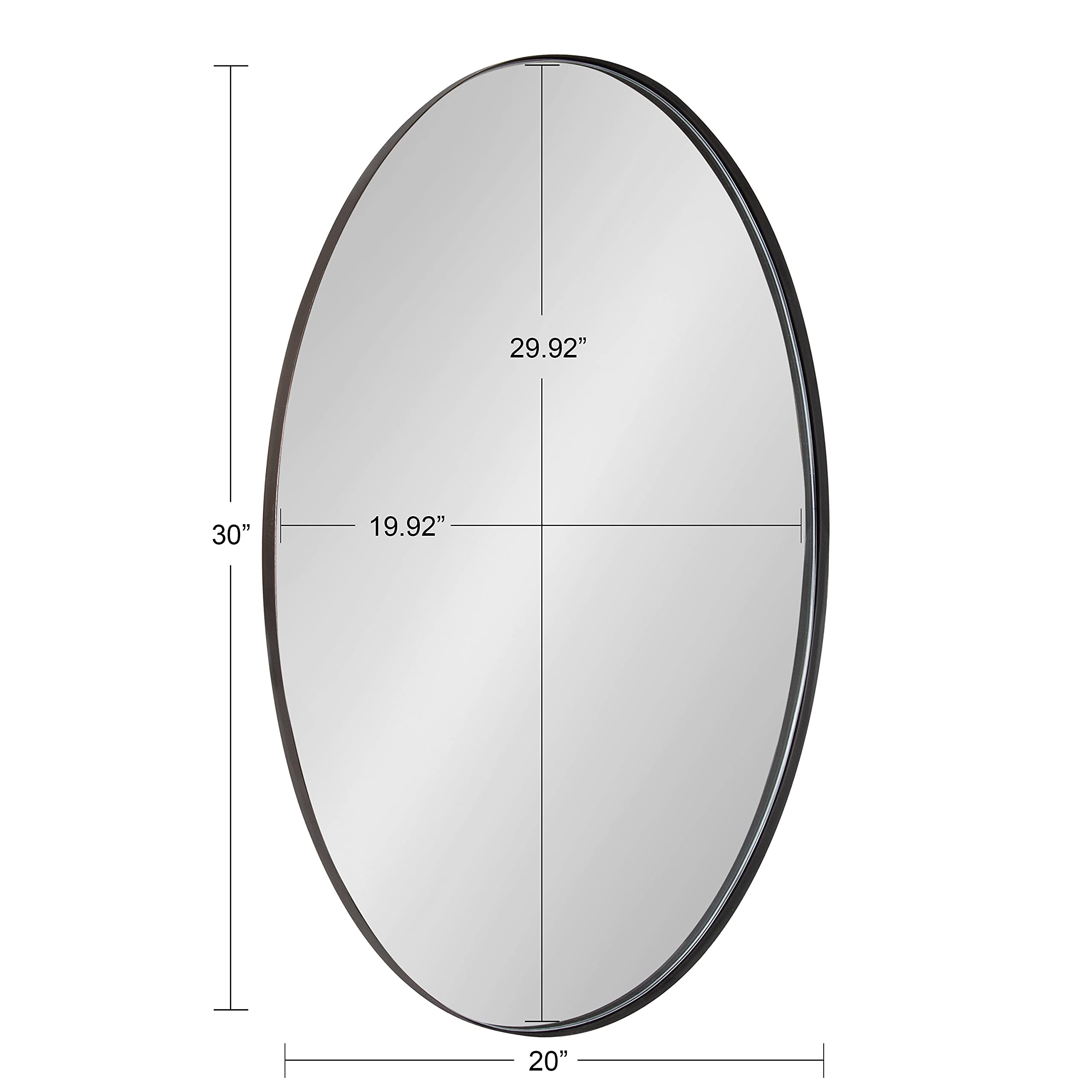 Rollo Midcentury Oval Mirror, 20 x 30, Bronze, Decorative Modern Mirror Decor for Wall