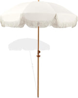 6.5ft Patio Umbrella with Fringe, Beach Umbrella, Fringe Umbrella Outdoor Patio