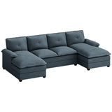 Sectional Couches for Living Room, U-Shaped Couch 4 Seat Sofa Set with Double Chaises,