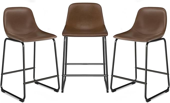 TOPRTV Bar Stools Set of 4, Counter Height Barstools with Soft Back and Metal Legs