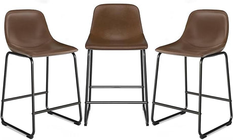 TOPRTV Bar Stools Set of 4, Counter Height Barstools with Soft Back and Metal Legs