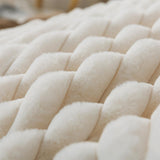 Soft Fluffy Rabbit Fur Comforter Set Shaggy Faux Fur Striped Bedding Set with Pillowcase