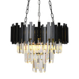 Crystal Chandeliers Light Fixtures Black Round Raindrop Crystal Pendant Light Ceiling