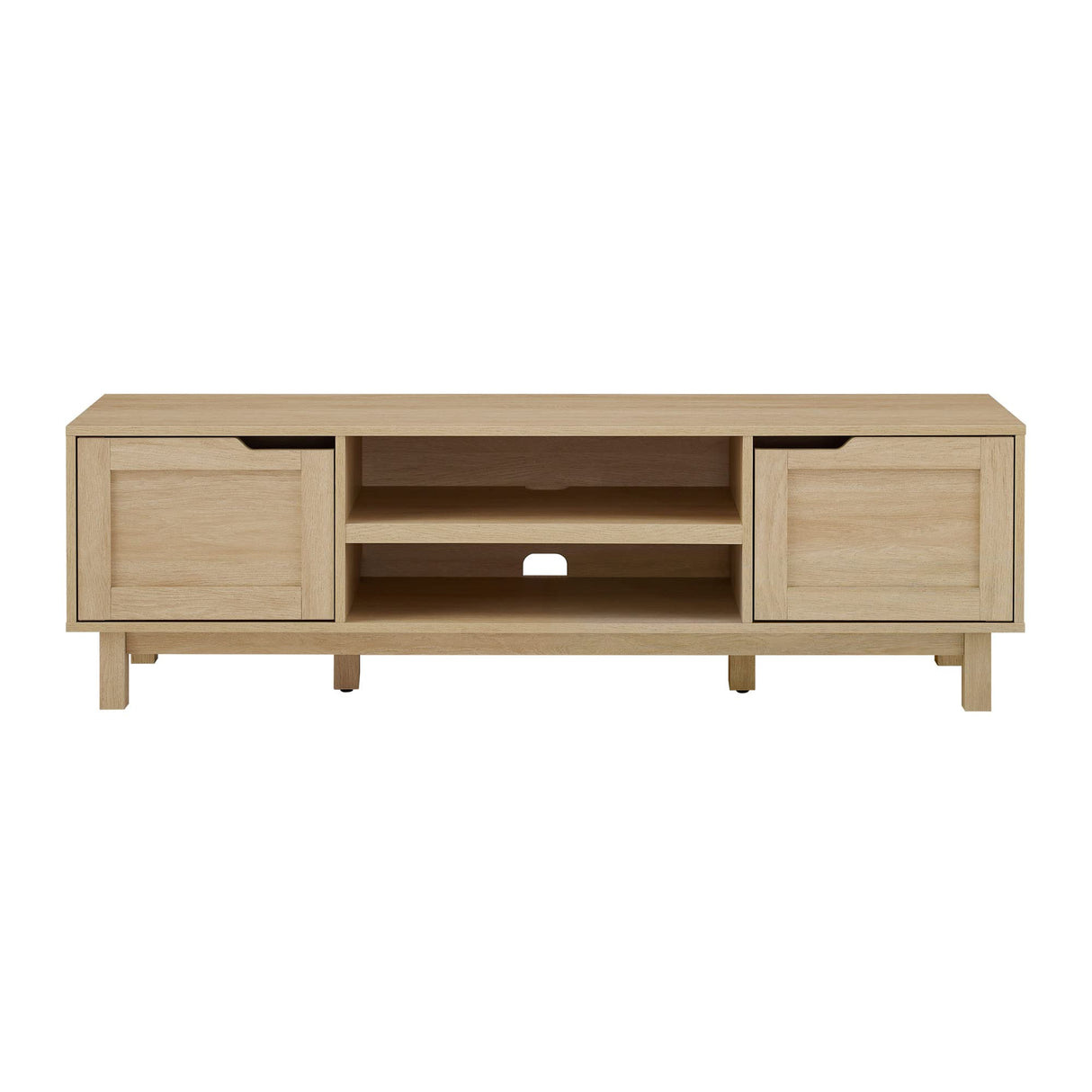 Tage Modern Pull-Open Door Low Stand for TVs up to 65 Inches, 58 Inch, Coastal Oak