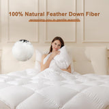 DOWNSTORIA Feather Down Comforter Oversized King Size, Ultra Soft 100% Cotton Duvet Insert, Luxurious Hotel Collection White Fluffy Bedding Comforters, All Season Medium Warmth 120 x 98 Inch.