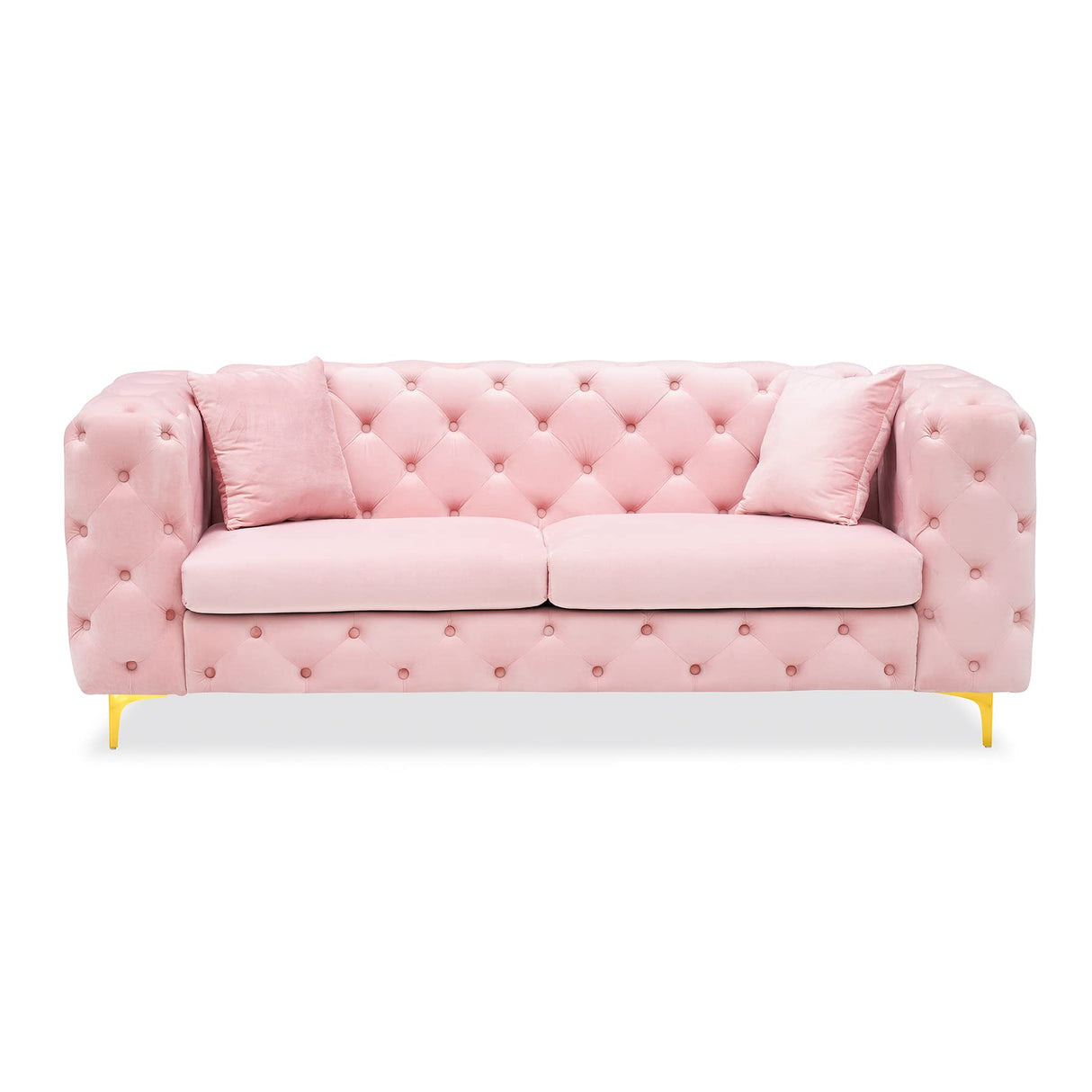 75 Inch Sofa Couch Modern Upholstered Couch Tufted Velvet Sofa High Arm and Metal
