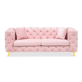 75 Inch Sofa Couch Modern Upholstered Couch Tufted Velvet Sofa High Arm and Metal