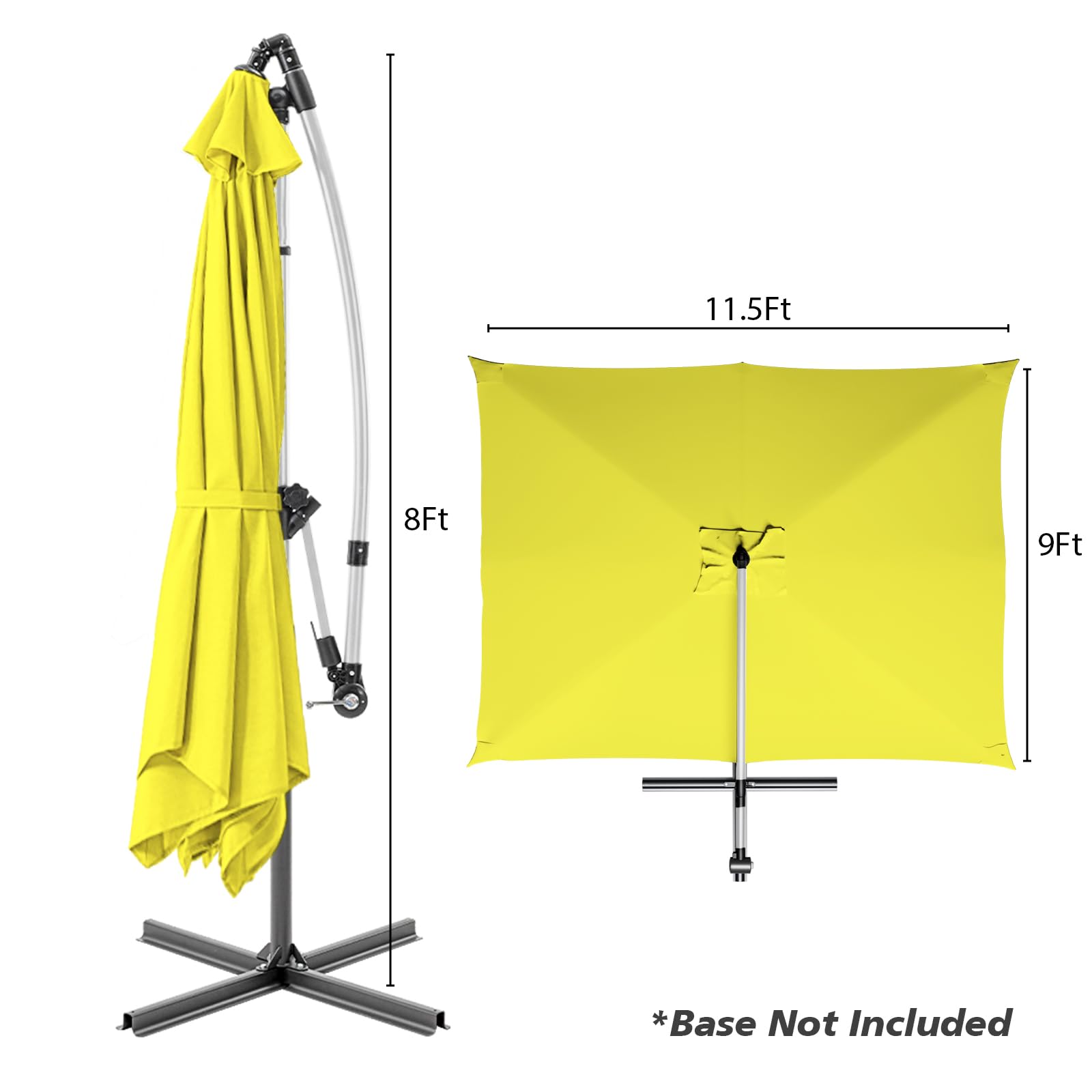 9 x 11.5FT Patio Umbrella for Outdoor, Cantilever Hanging Outdoor Umbrella with 360-degree Rotation