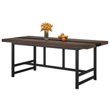Dining Table for 6-8, 70" Rustic Kitchen Table with Metal Frame