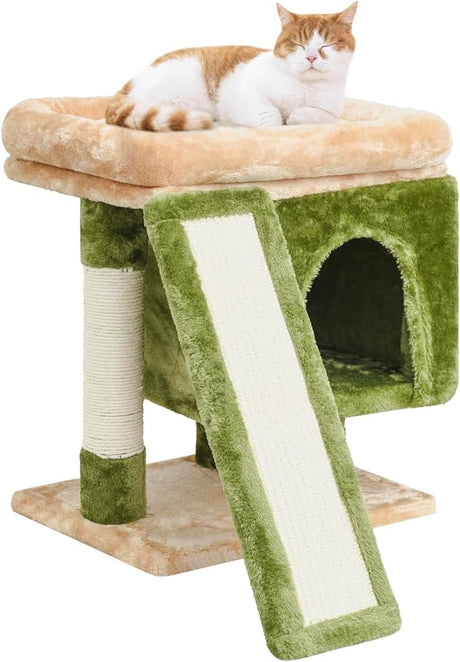 Small Cat Tree for Indoor Cats, Kittens Condo with Scratching Post and Board, Cat Cave