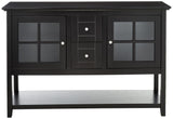 Charlotte Classic Glass Door Storage Buffet, 52 Inch, Black