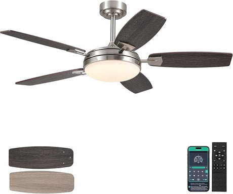 52 Inch Ceiling Fans with Lights and Remote,Black Outdoor Ceiling Fans with Dimmable 3