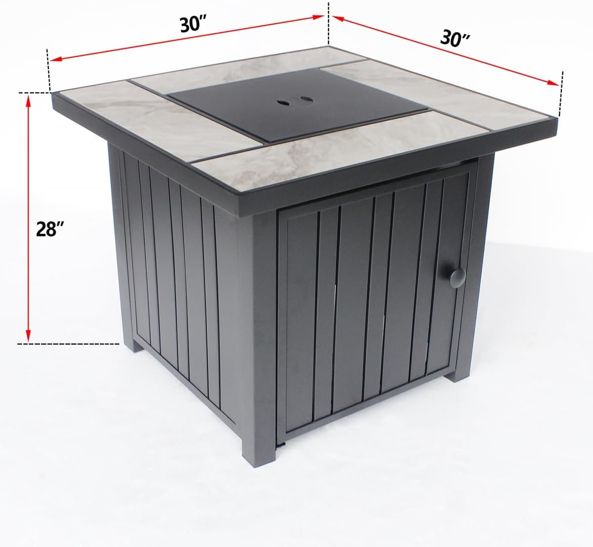 OutVue 30" Propane Fire Pit with Real Ceramic Tabletop, 50000 BTU Gas Firepit Table with Lid & Glass Rock, Outdoor Fire Pit for Dining or Party, Firepit for Outside, Patio, Garden, Yard