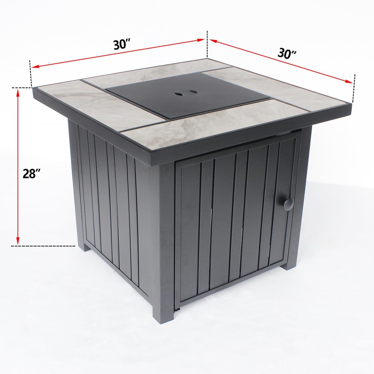 OutVue 30" Propane Fire Pit with Real Ceramic Tabletop, 50000 BTU Gas Firepit Table with Lid & Glass Rock, Outdoor Fire Pit for Dining or Party, Firepit for Outside, Patio, Garden, Yard