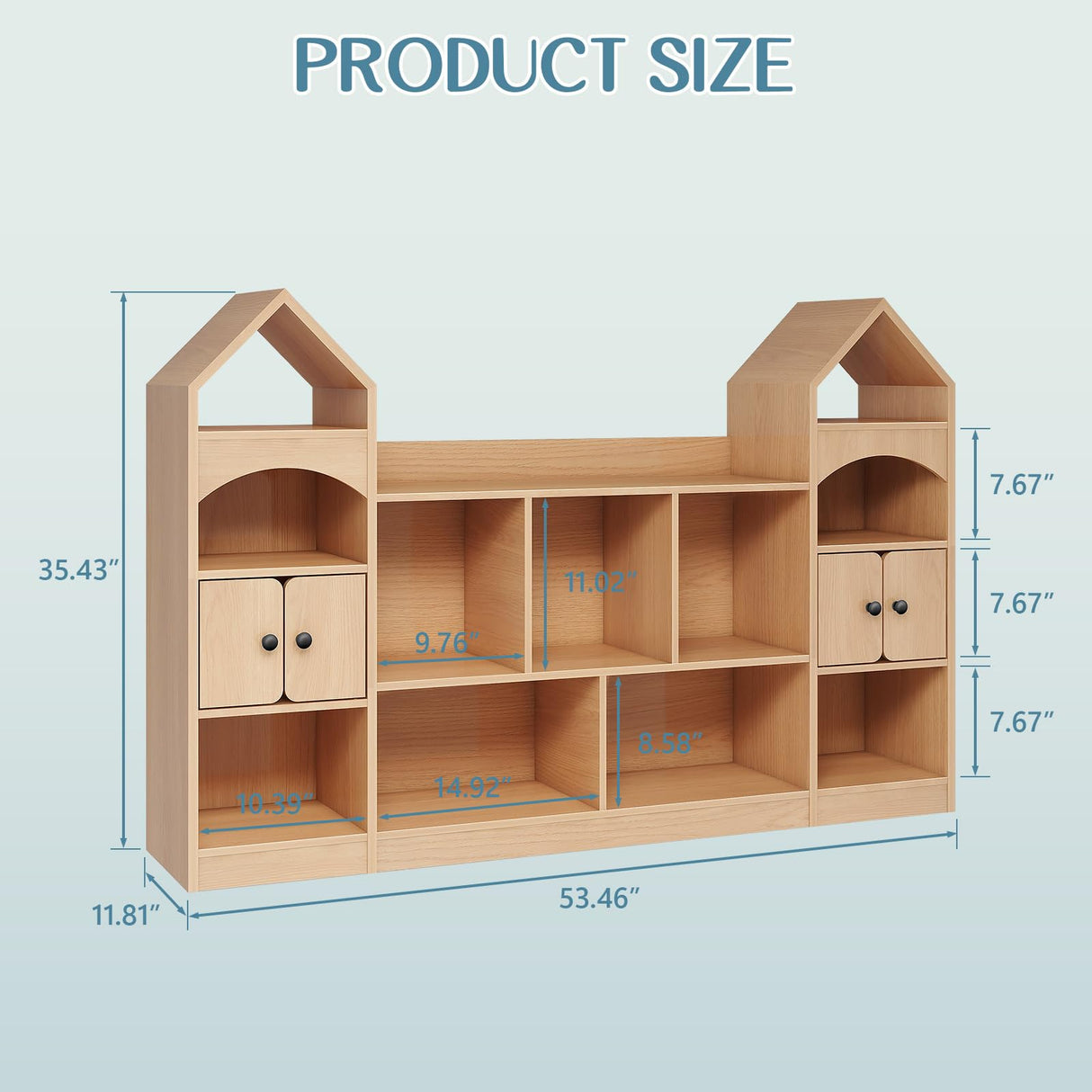 Kids Bookcase and Toy Storage Organizer, Children Bookshelf, Castle Shape