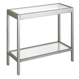 24" Wide Rectangular Rectangular Side Table in Satin Nickel, Table for Living Room